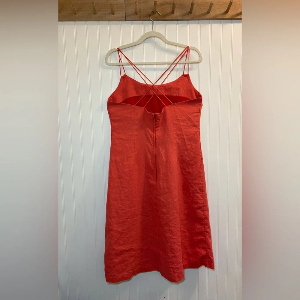 H&M Bright Coral Sleeveless Strappy Midi Dress 14 - Picture 5 of 6